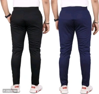 SilkGrid Mens Combo Lycra Track Pants Black DarkBlue (Pack Of 2) - XXL, Black