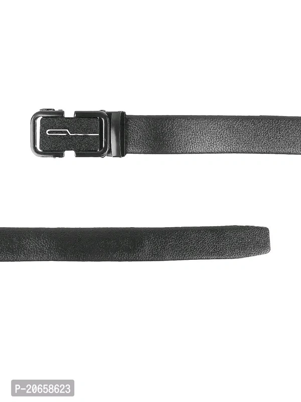 Zeroda  ZEVORA Men's Casual,Formal Leather Auto Lock Buckle  - Black