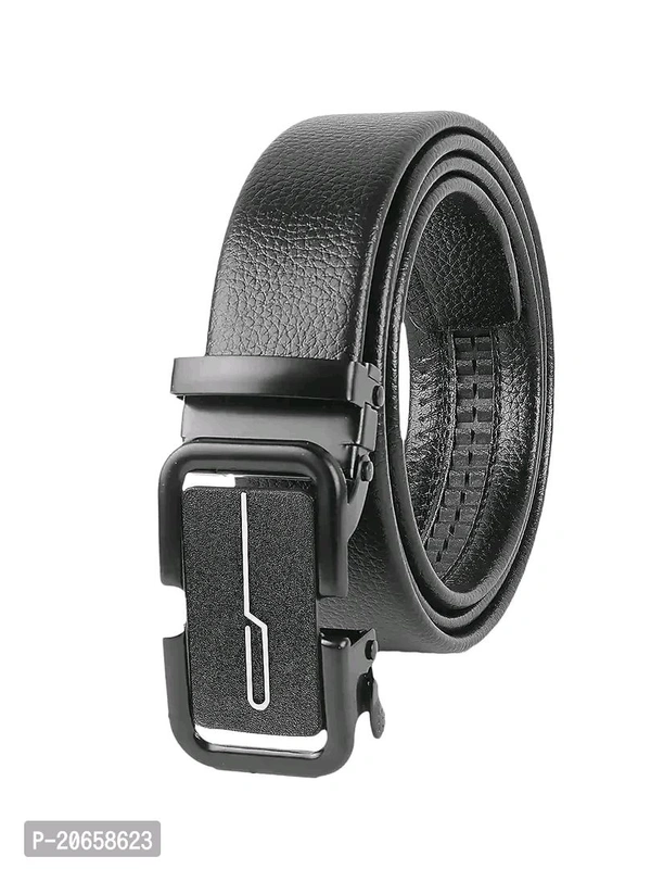 Zeroda  ZEVORA Men's Casual,Formal Leather Auto Lock Buckle  - Black