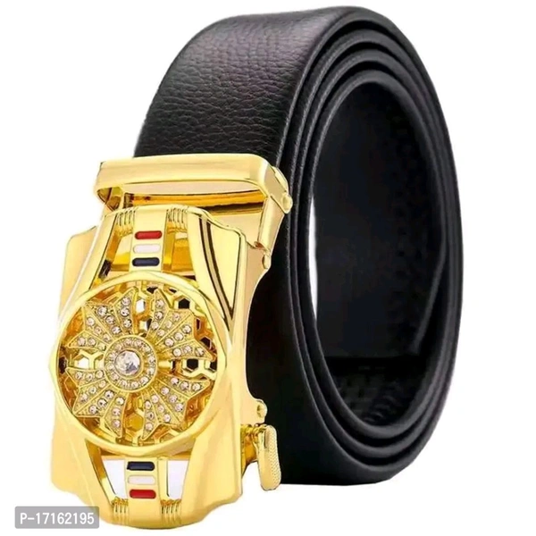 Men Black Artificial Leather Belt 