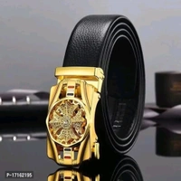Men Black Artificial Leather Belt 