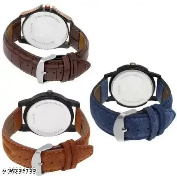 Stylish Men Glamour Brown Leather Analog Latest Watches gifted Man combo set - Free Size
