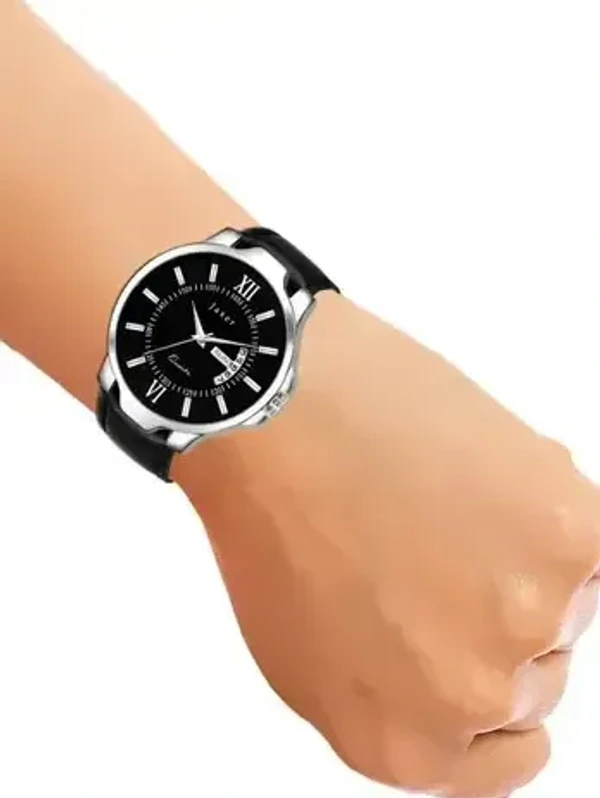Black Day And Date Analog Watch - For Men - Black, FREE