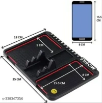 Anti Slip Car Dashboard Rubber Standard Mobile Mat Universal For Car (Black)-010 - Black, FREE