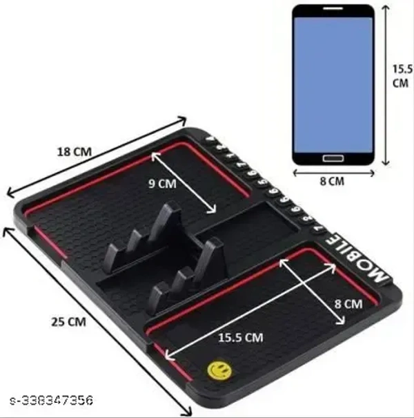 Anti Slip Car Dashboard Rubber Standard Mobile Mat Universal For Car (Black)-010 - Black, FREE
