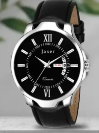 Black Day And Date Analog Watch - For Men - Black, FREE