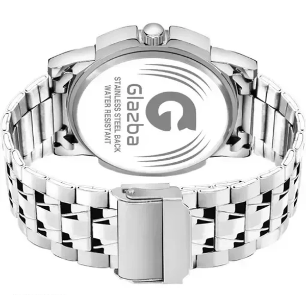 Day & Date Function Watch With Silver Coated White Dial, Stainless Steel Chain Strap Analog Watch - For Men - White, FREE