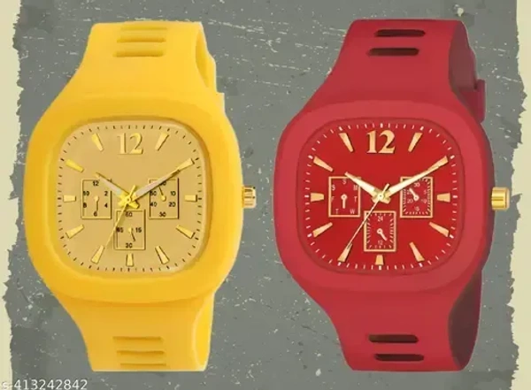 Stylish Premium Quality Men Watch Square Dial Wrist Sports Watch with Pack of 2 - FREE
