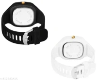 Stylish Premium Quality Men Watch Square Dial Wrist Sports Watch with Pack of 2 - BLACK
