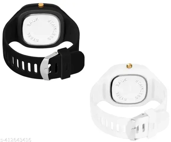 Stylish Premium Quality Men Watch Square Dial Wrist Sports Watch with Pack of 2 - BLACK