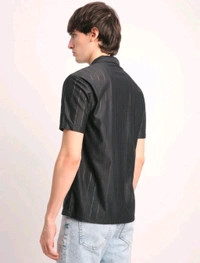  Voroxy Men Striped Casual Black Shirt  - Black, M