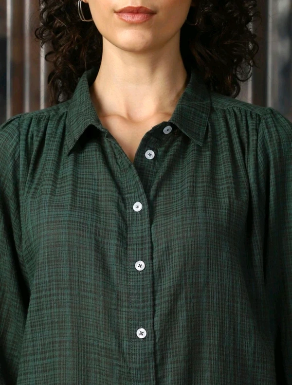 High Star Women Striped Casual Green Shirt - S