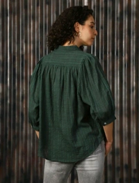 High Star Women Striped Casual Green Shirt - M