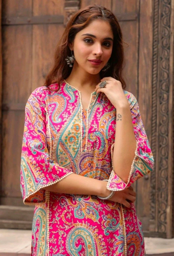 Tabeedah Women Self Design Pakistani Kurta  - XXL
