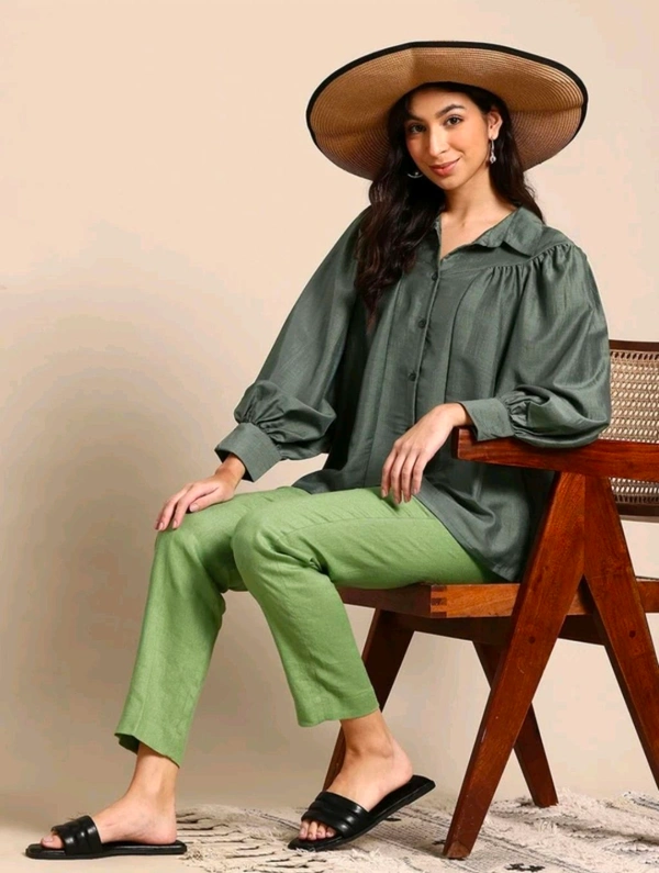  Mast & Harbour Women Solid Casual Green Shirt  - S