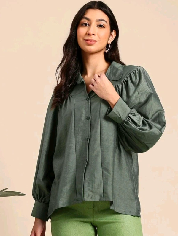  Mast & Harbour Women Solid Casual Green Shirt  - XL