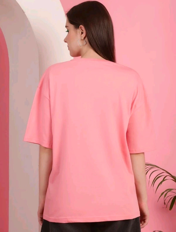  DreamBe Printed Women Round Neck Pink T-Shirt  - Pink Salmon, S