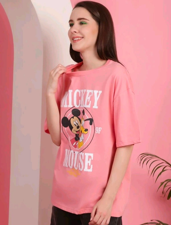  DreamBe Printed Women Round Neck Pink T-Shirt  - Pink Salmon, S