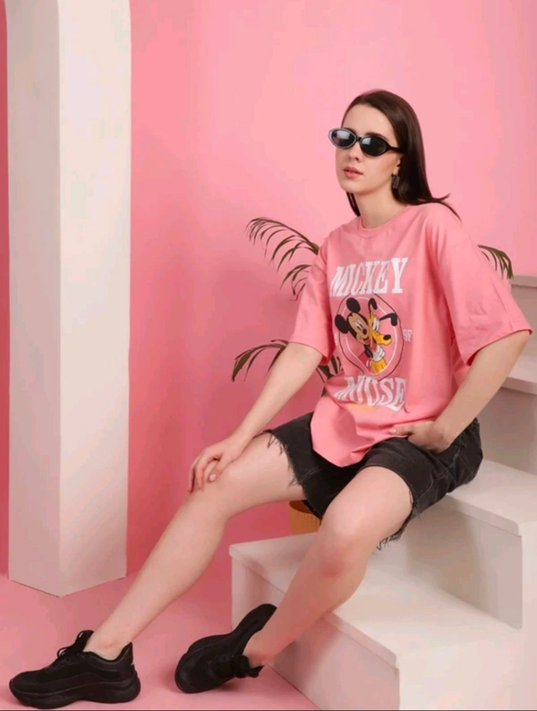  DreamBe Printed Women Round Neck Pink T-Shirt  - Pink Salmon, S