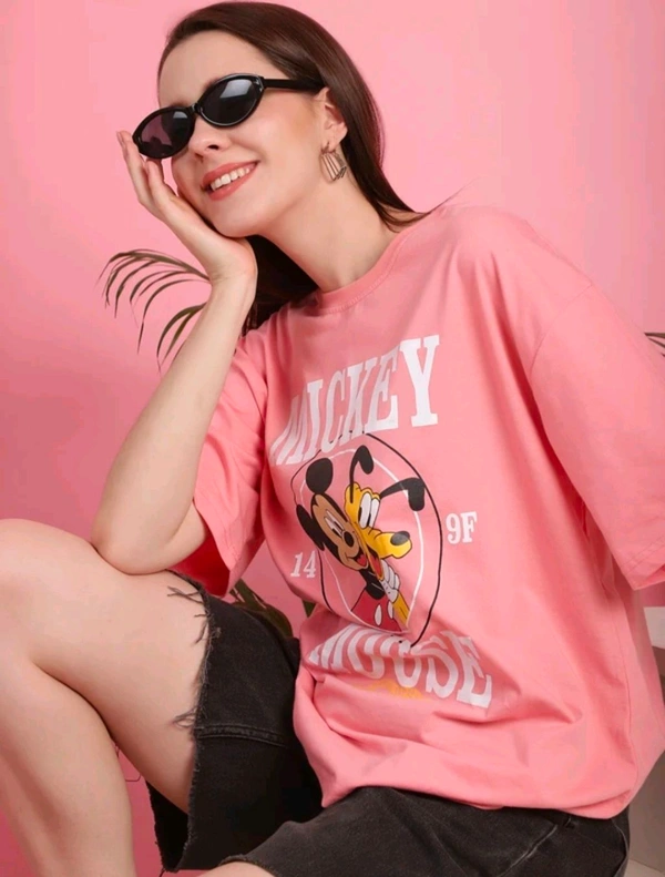  DreamBe Printed Women Round Neck Pink T-Shirt  - Pink Salmon, M
