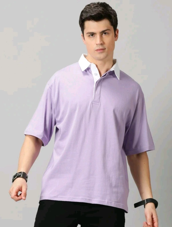 THE HOLLANDER Solid Men Polo Neck Purple T-Shirt - S