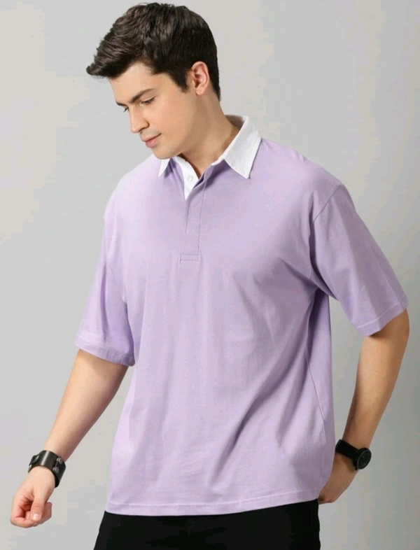 THE HOLLANDER Solid Men Polo Neck Purple T-Shirt - S