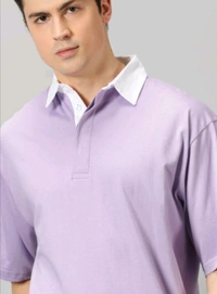 THE HOLLANDER Solid Men Polo Neck Purple T-Shirt - S