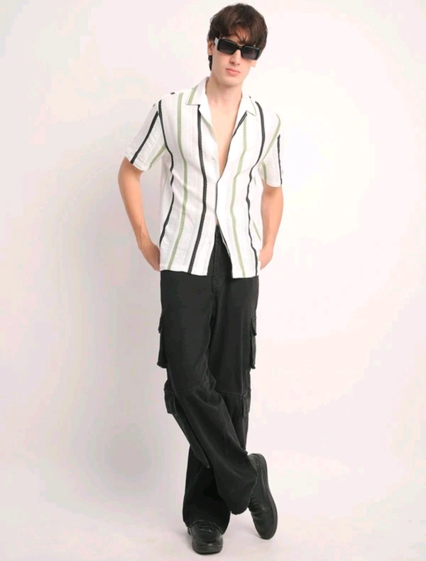  Voroxy Men Striped Casual Multicolor Shirt - M