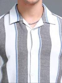  HERE&NOW Men Striped Casual White Shirt  - M