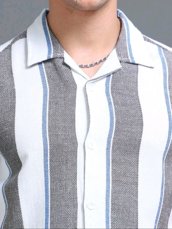  HERE&NOW Men Striped Casual White Shirt  - M