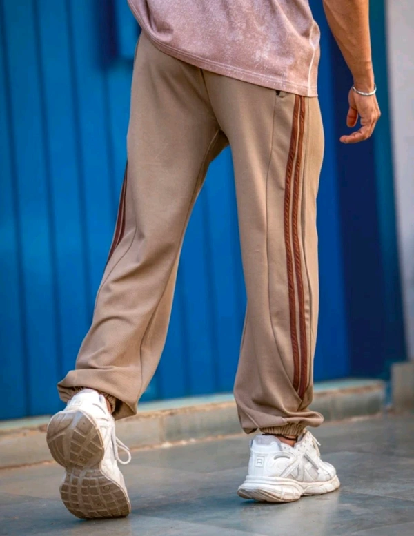  Jump Cuts Colorblock Men Brown Track Pants - Tan, M