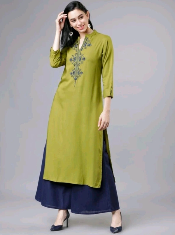 NEW STYLISH Women Embroidered Straight Kurta  - M