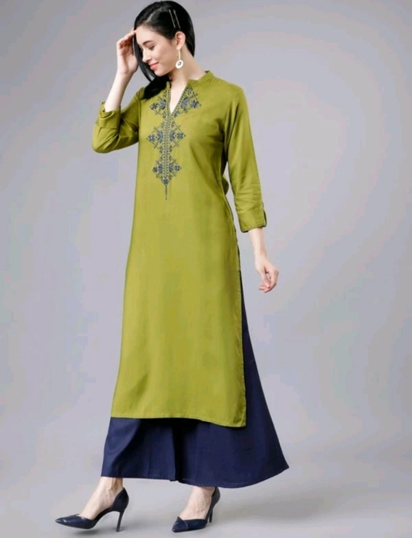 NEW STYLISH Women Embroidered Straight Kurta  - M
