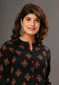 HEARTLOOM Women Printed Frontslit Kurta - Black, M