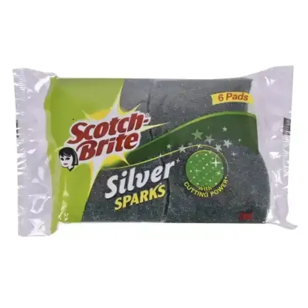 Scotch Brite Silver Sparks Surubber 2.75x4 Inch 6 U