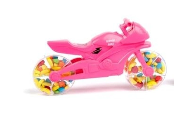 Hoppin Super Bike Candy Toy- with delicious mixed fruit-flavoured candies.