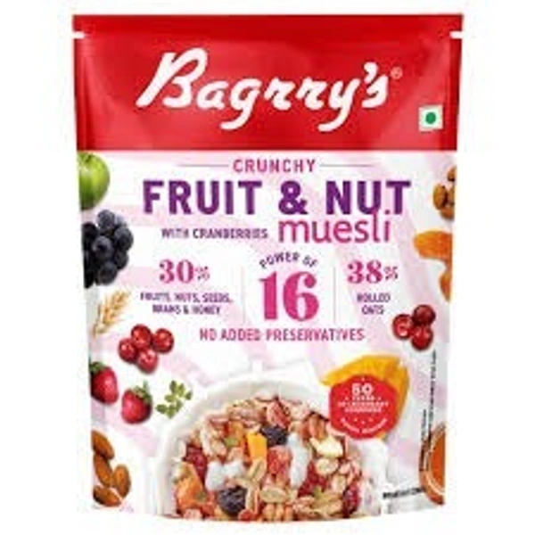 BAGRRYS CRUNCHY MUESLI FRUITS NUTS & BERRIES - 375gm