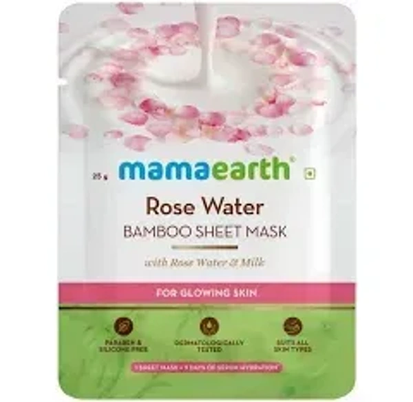 Mamaearth Rose Water Bamboo Sheet Mask - 25gm