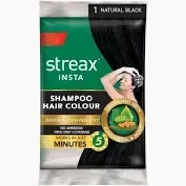 STREAX INSTA SHAMPOO HAIR COLOUR Shade 1, black