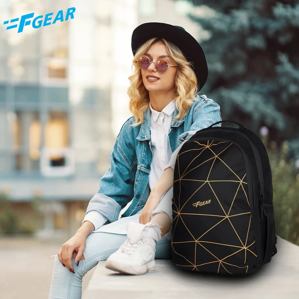 FGEAR Chamber Black 23L Laptop Backpack with Raincover-Colour: BLACK - F Gear Chamber 23L Laptop Bag