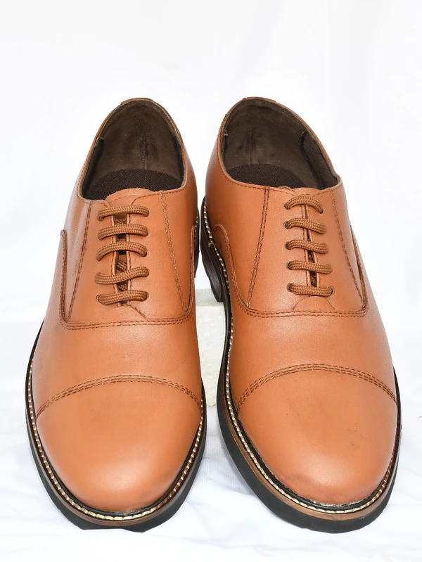 NUNN BUSH Derby Toe Cut Tan Formal Shoes - 10 (27.4-28.1) Length In CM