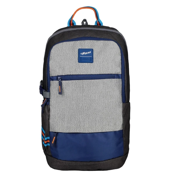FGEAR Greater Grey 25L Laptop Backpack with Raincover-Colour: Grey and Navy blue. - F Gear Greater 25L Laptop Bag