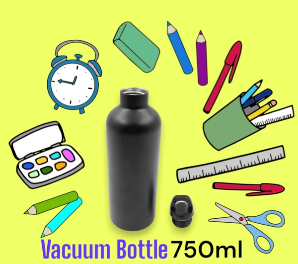 Nouvetta Vacuum Stainless Steel Water Bottle With Carry Handle, Fridge Water Bottle, Cold & Hot | Leak Proof | Office Bottle | Gym | Travel Bottle (Approx 750 ML )  - 750ml, Vacuum Stainless Steel Bottle