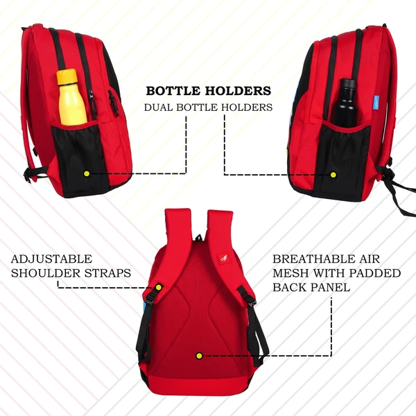 FGEAR Diamond Black Red 26L Backpack- Colour: RED & BLACK - F Gear Diamond 26L BackPack