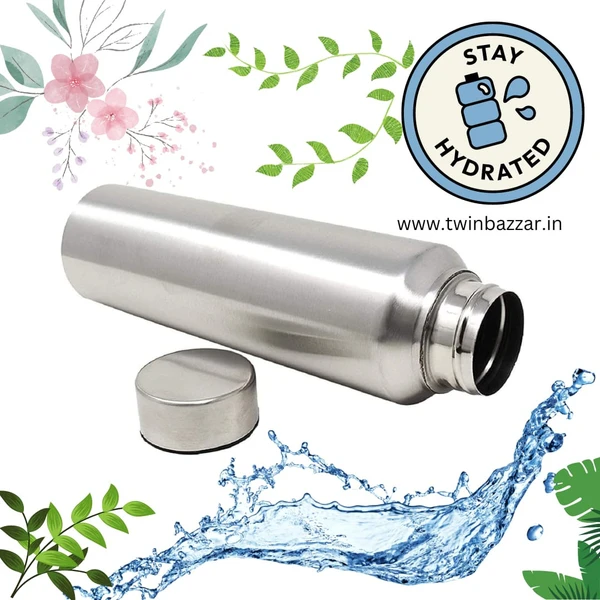 EAGLE Stainless Steel Water Bottle, Fridge Water Bottle, Water Bottle Leak Proof, Rust Proof,  Gym Sipper BPA Free Food Grade Quality Silver Color, Steel fridge Bottle For office/Gym/School 1000Ml  - 1000ML, Stainless Steel Water Bottle