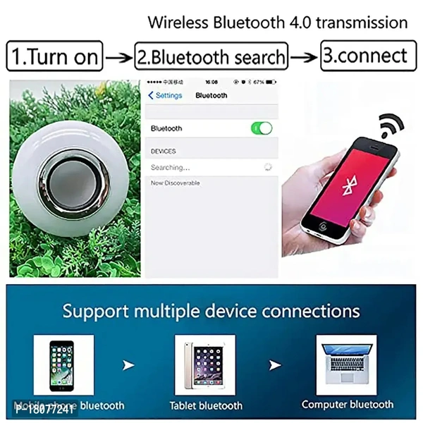 Microled High Tech Smart Colour Changing Bulb With Blutooth Music Player in built (Multicolour) CONTROL WITH REMOTE