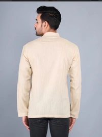 NIRVANA Men's Solid Beige Cotton Straight Kurta - Beige, S