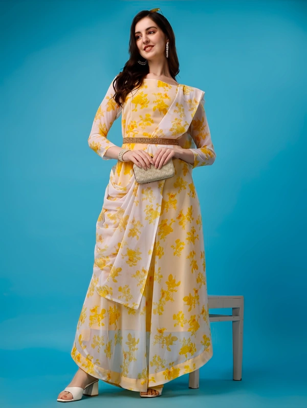 NIRVANA Women's Anarkali Kurti & Dupatta Set with Belt - S