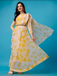 NIRVANA Women's Anarkali Kurti & Dupatta Set with Belt - S