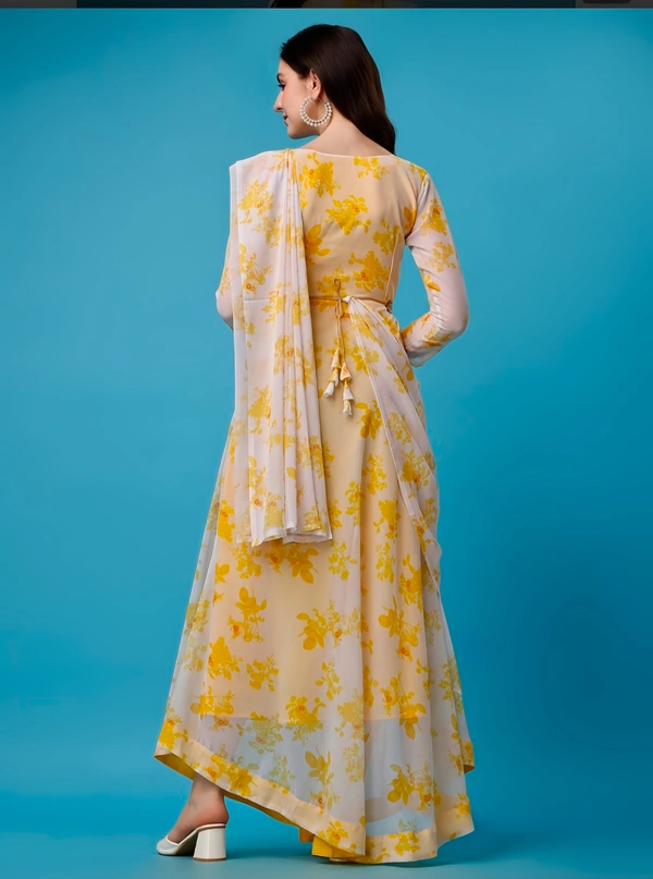 NIRVANA Women's Anarkali Kurti & Dupatta Set with Belt - L